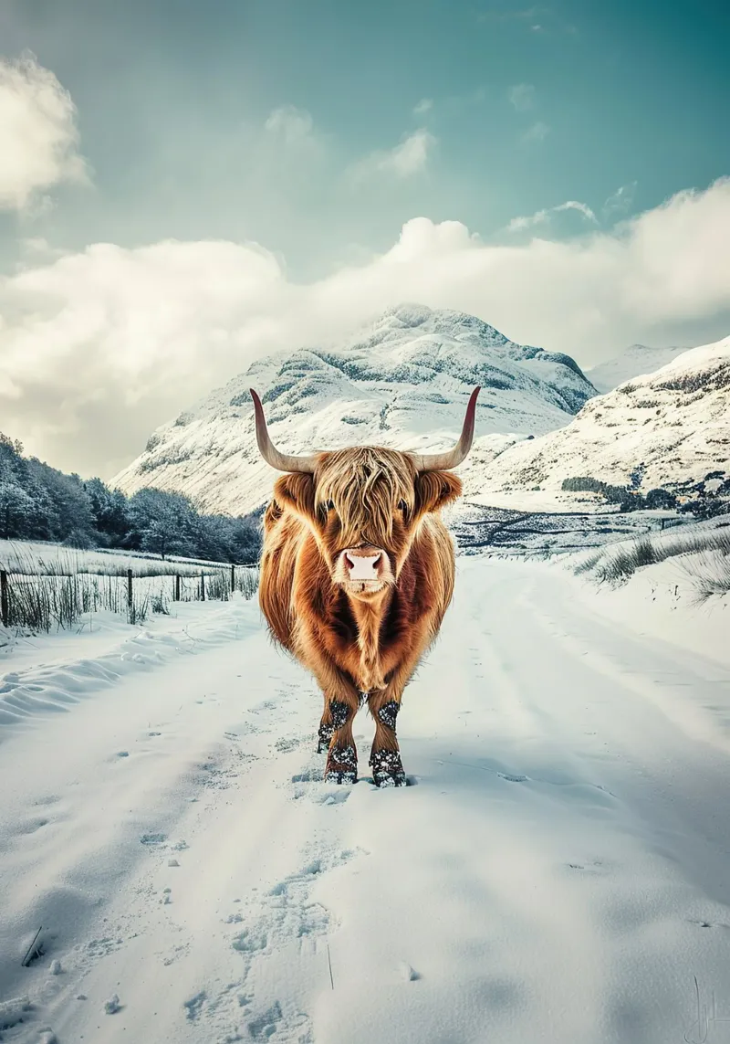 Maestà delle Highlands: la mucca orgogliosa plexiglass da Nikis Art Studio
