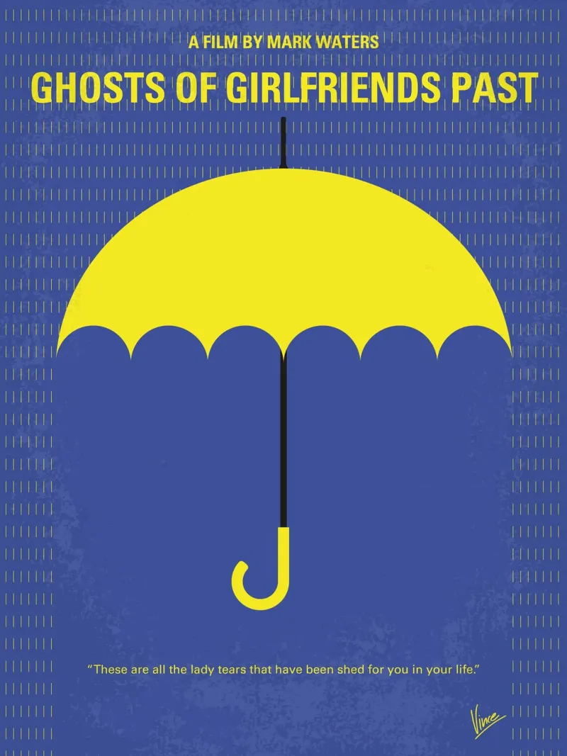 No839 My Ghosts of Girlfriends Past minimal movie poster poster con telaio in legno da Chungkong