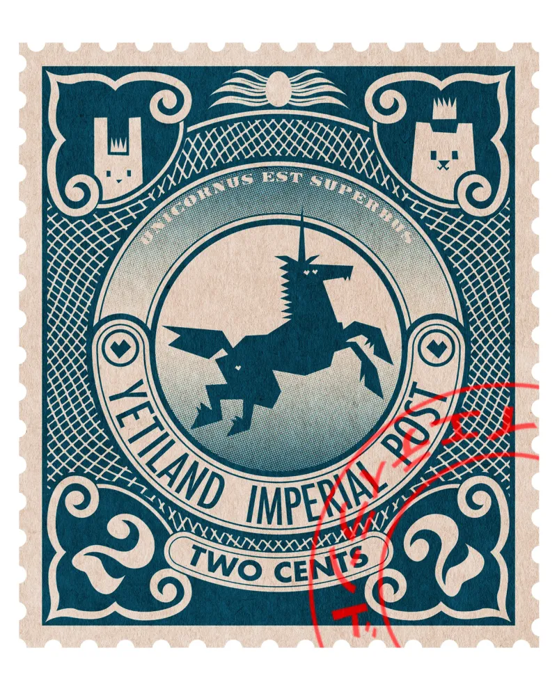 Yetiland Imperial post, 2 cents poster with plastic frame by Yetiland