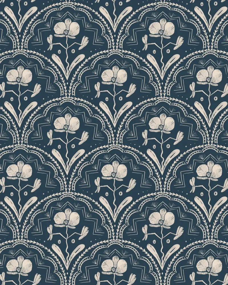 Bohemian Orchid Blue Tiles Pattern pellicola backlit da anisillustration