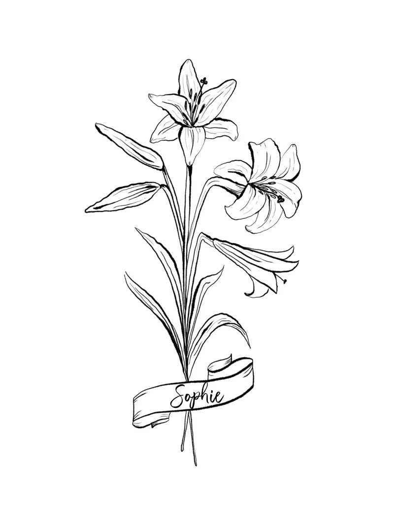Lilium Flowers Bouquet with Name or Quote pellicola backlit da anisillustration