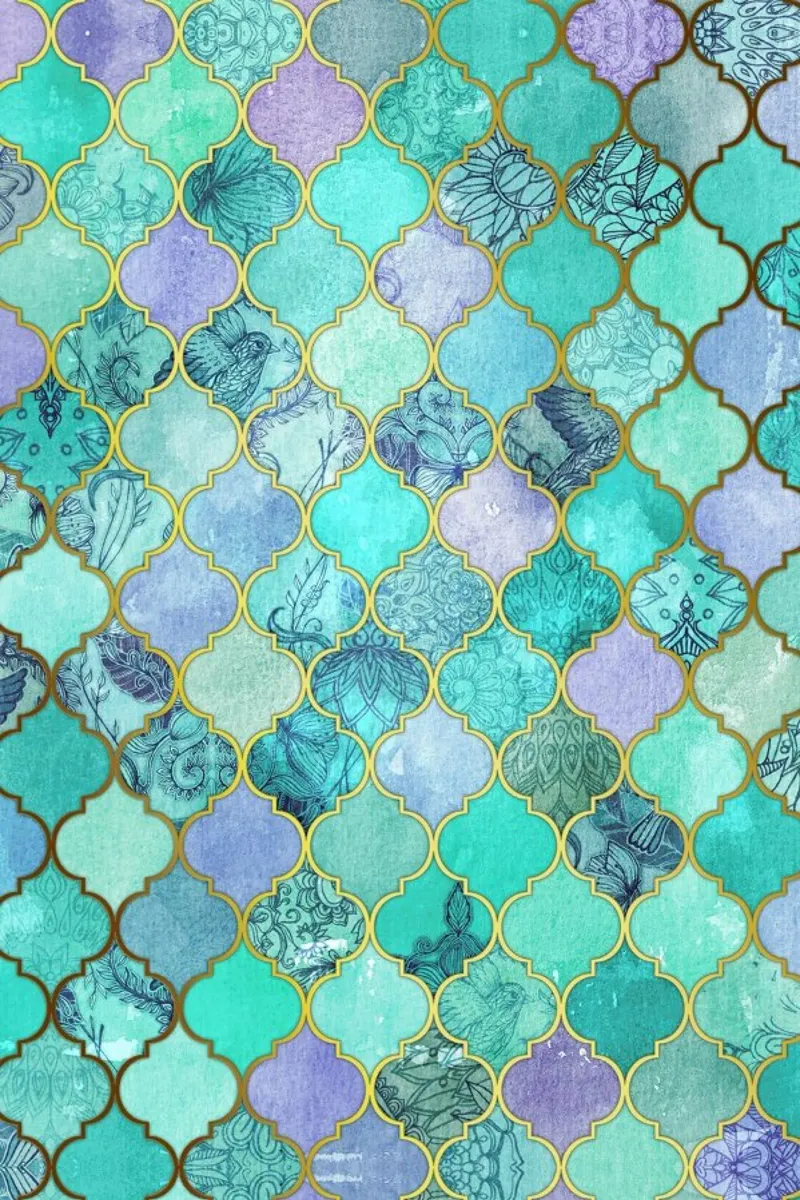 Mint Moroccan Tile Pattern pellicola backlit da Micklyn Le Feuvre