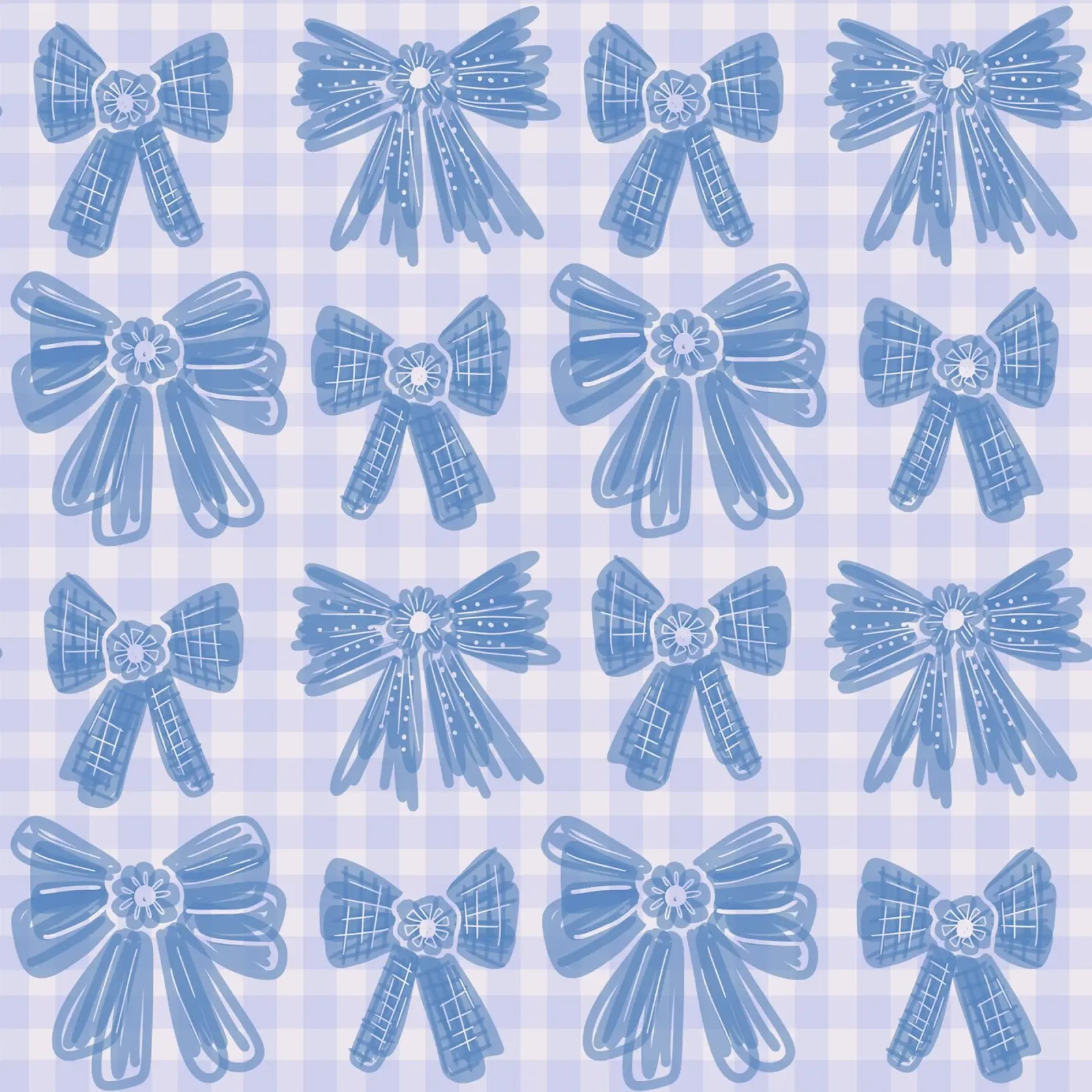 Blue Bows Gingham Pattern pellicola backlit da anisillustration
