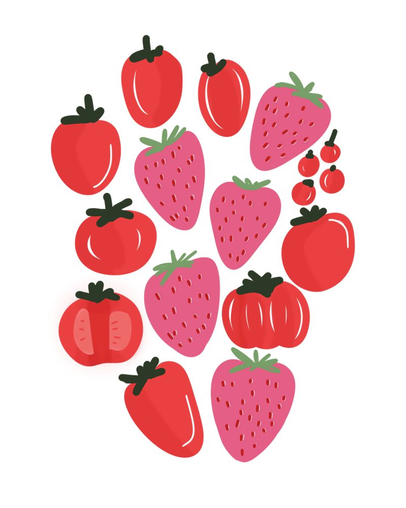 Tomatoes and Strawberries poster by anisillustration