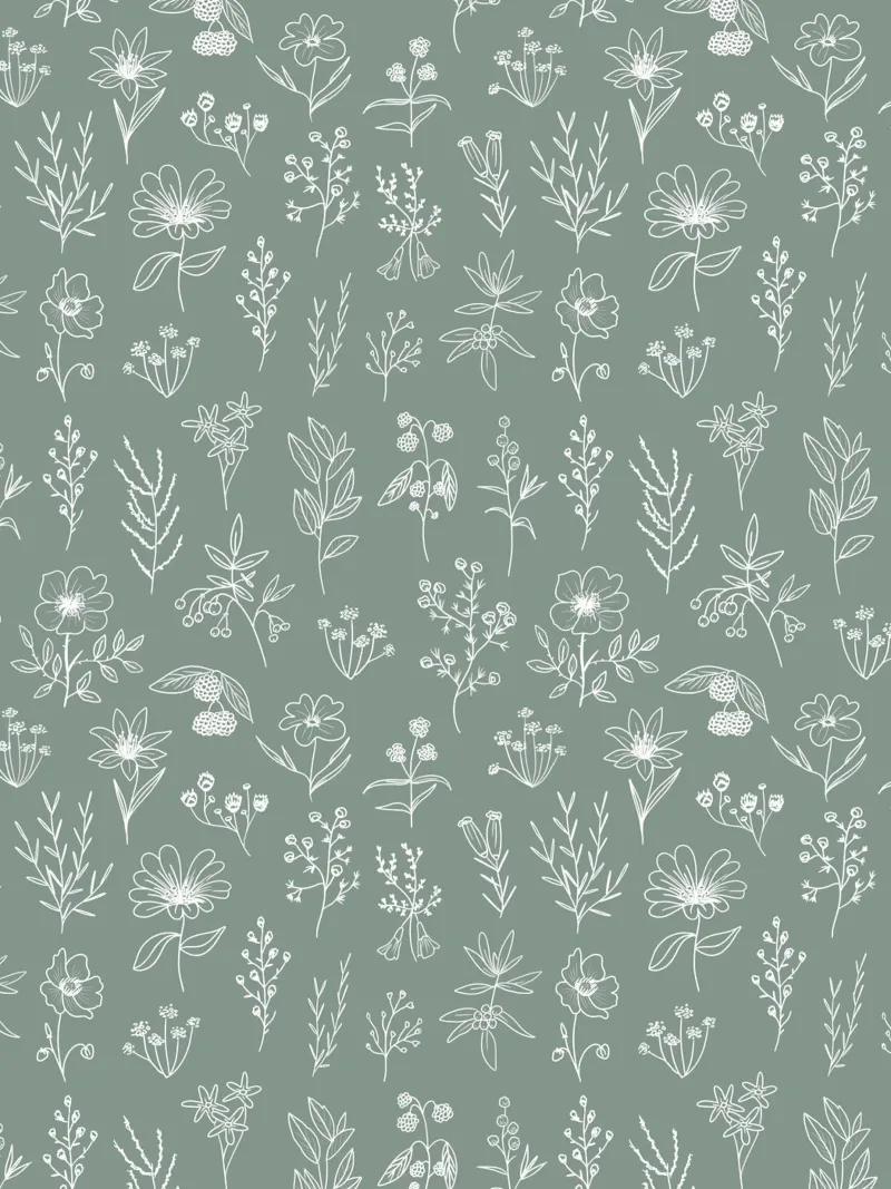 Cute Wildflowers Pattern Sage Green pellicola backlit da anisillustration