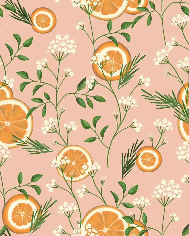 Elderflowers and Oranges Pattern pellicola backlit da anisillustration