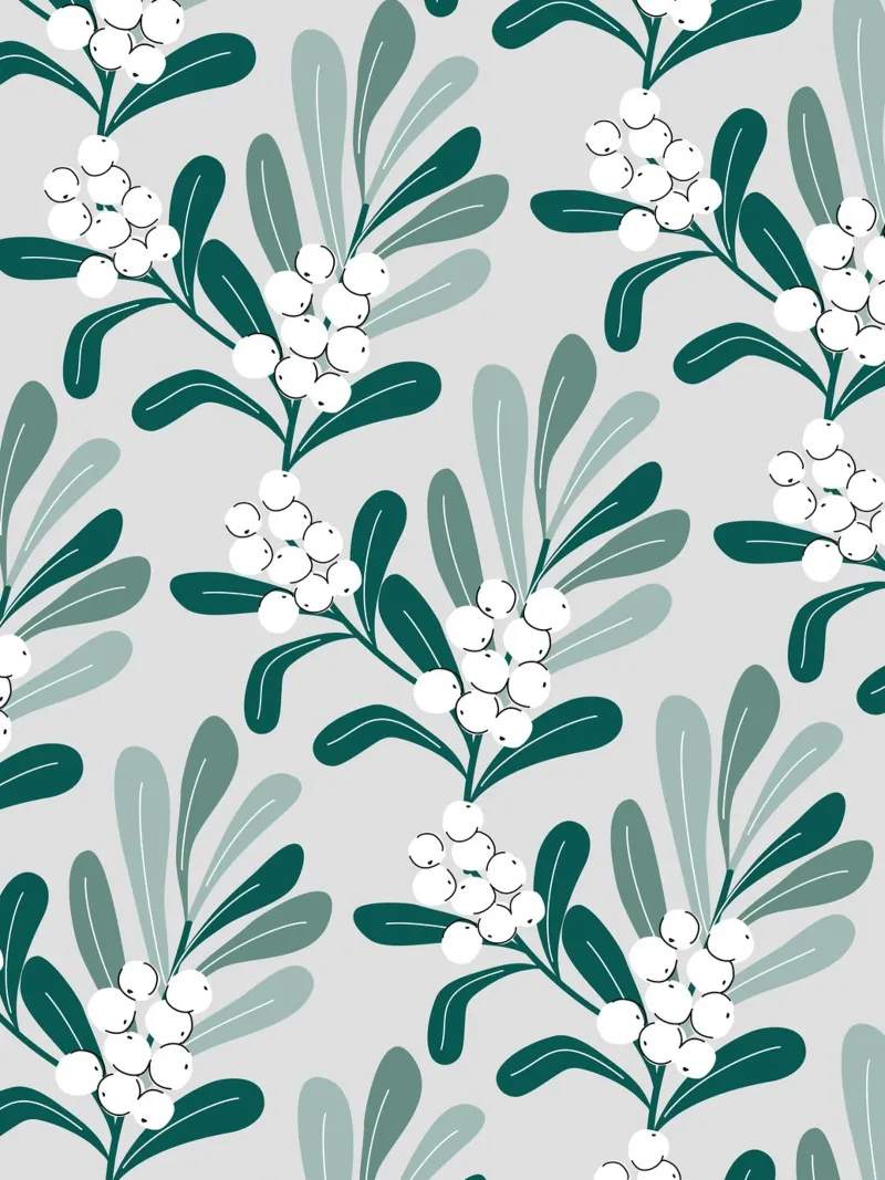 Mistletoe Branch Christmas Pattern carta hahnemühle da anisillustration