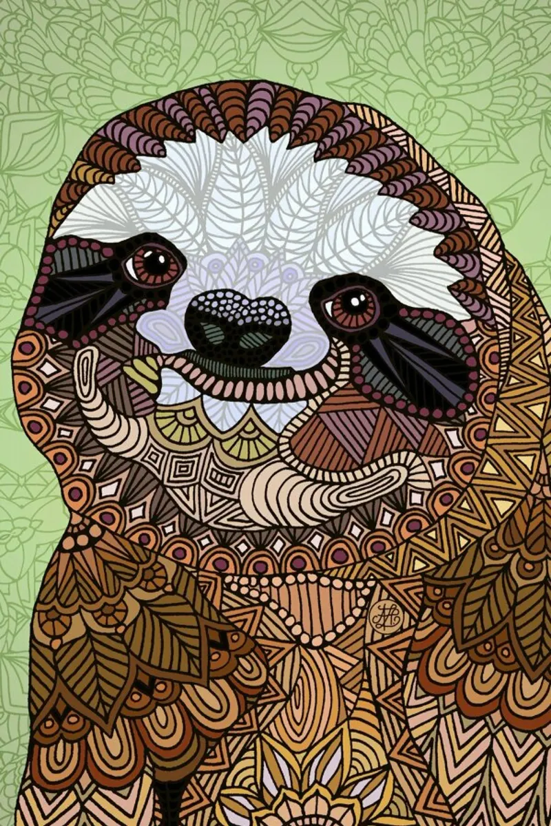 Smiling Sloth lámina retroiluminada de Angelika Parker