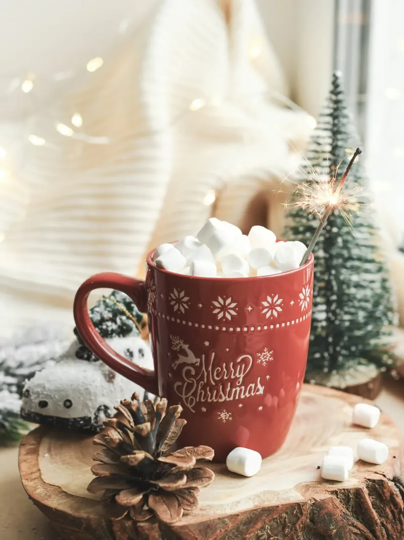 Kerstmok met marshmallows - Gezellige kerst Art Print canvas van Whole©