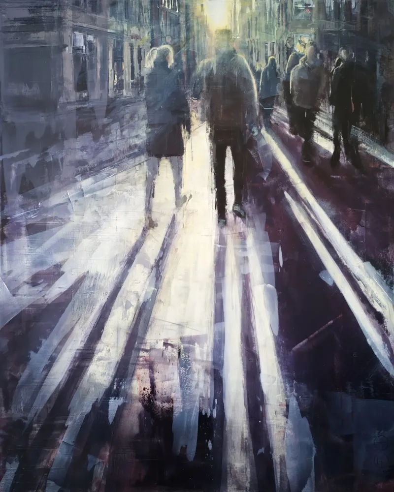 "Sunset in Berlin" – Gemälde Kunst Straßenszene Poster von Eduard Warkentin Art