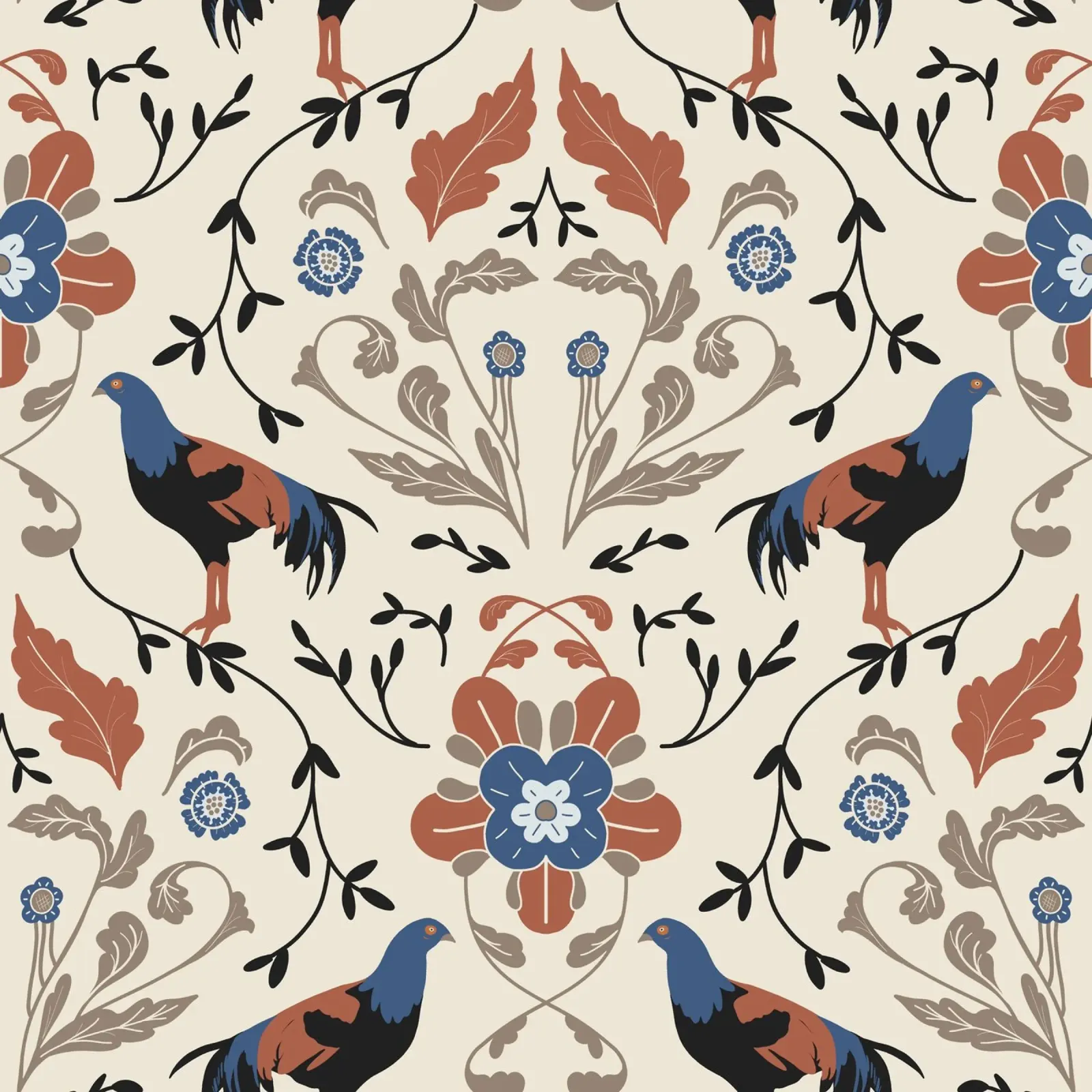 Bohemian Roosters Pattern pellicola backlit da anisillustration