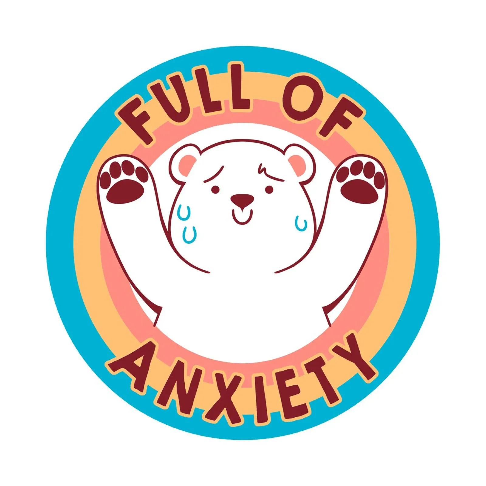 Full of Anxiety Rainbow Bear poster con telaio in legno da Tobe Fonseca