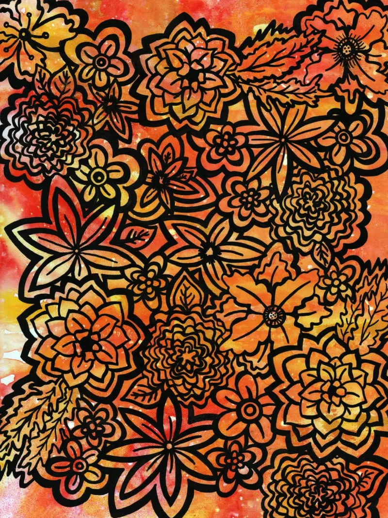 Fire Flowers carta hahnemühle da KP Design