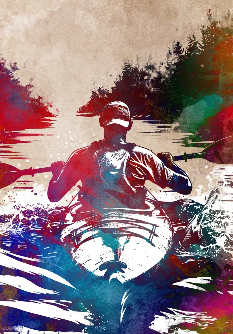 Kayaking sport art acrylic glass by Justyna Jaszke JBJart