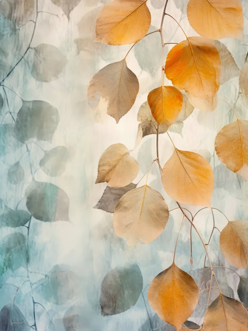 Foglie d'autunno acquerellate arte della natura poster con telaio in legno da Justyna Jaszke JBJart