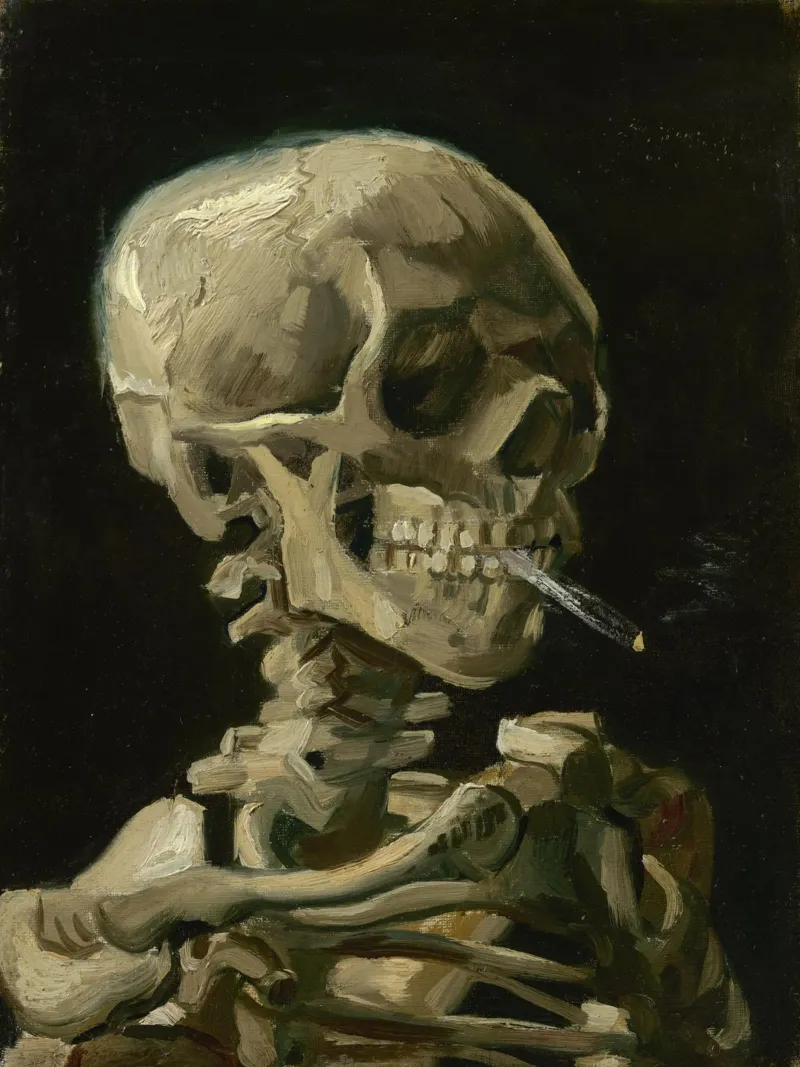 Vincent Van Gogh - Teschio di scheletro con sigaretta accesa carta hahnemühle da Timeless Artworks