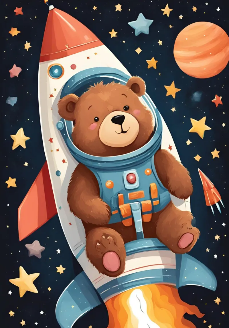 Bearonaut nello spazio pellicola backlit da Doodle Dreams Art