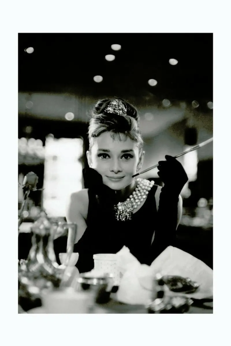 Audrey Hepburn in Breakfast at Tiffany's, 1961 poster with aluminum frame by Gallery Print and Art Limited
