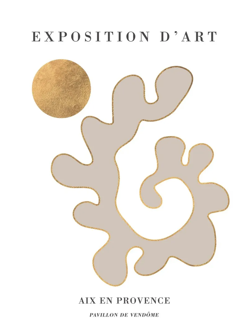 Abstract art with gold accents - Stylish design canvas with Floater frame by Whole©