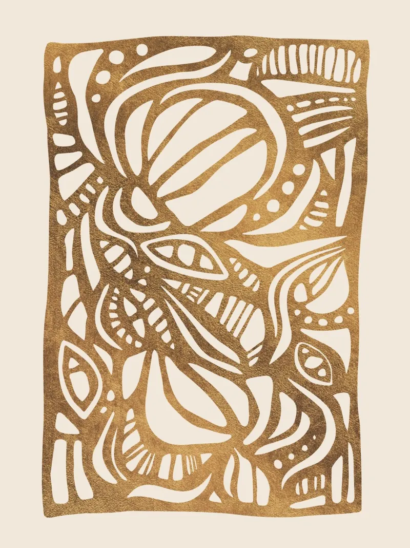 Graphisme abstrait en or - Un art exquis pour des espaces modernes poster avec cadre en aluminium de Whole©