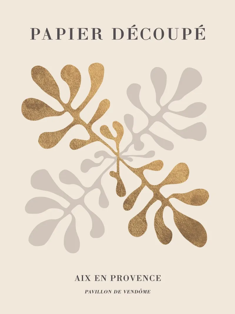 Golden paper cut-outs - abstract art for modern spaces canvas with Floater frame by Whole©