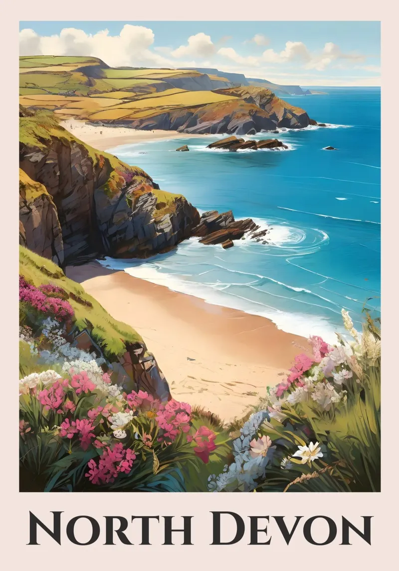 Nord-Devon England Rail Poster Hahnemühle von Charnwood Prints