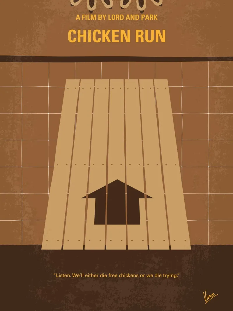 No789 My Chicken Run minimal movie poster poster con telaio in legno da Chungkong