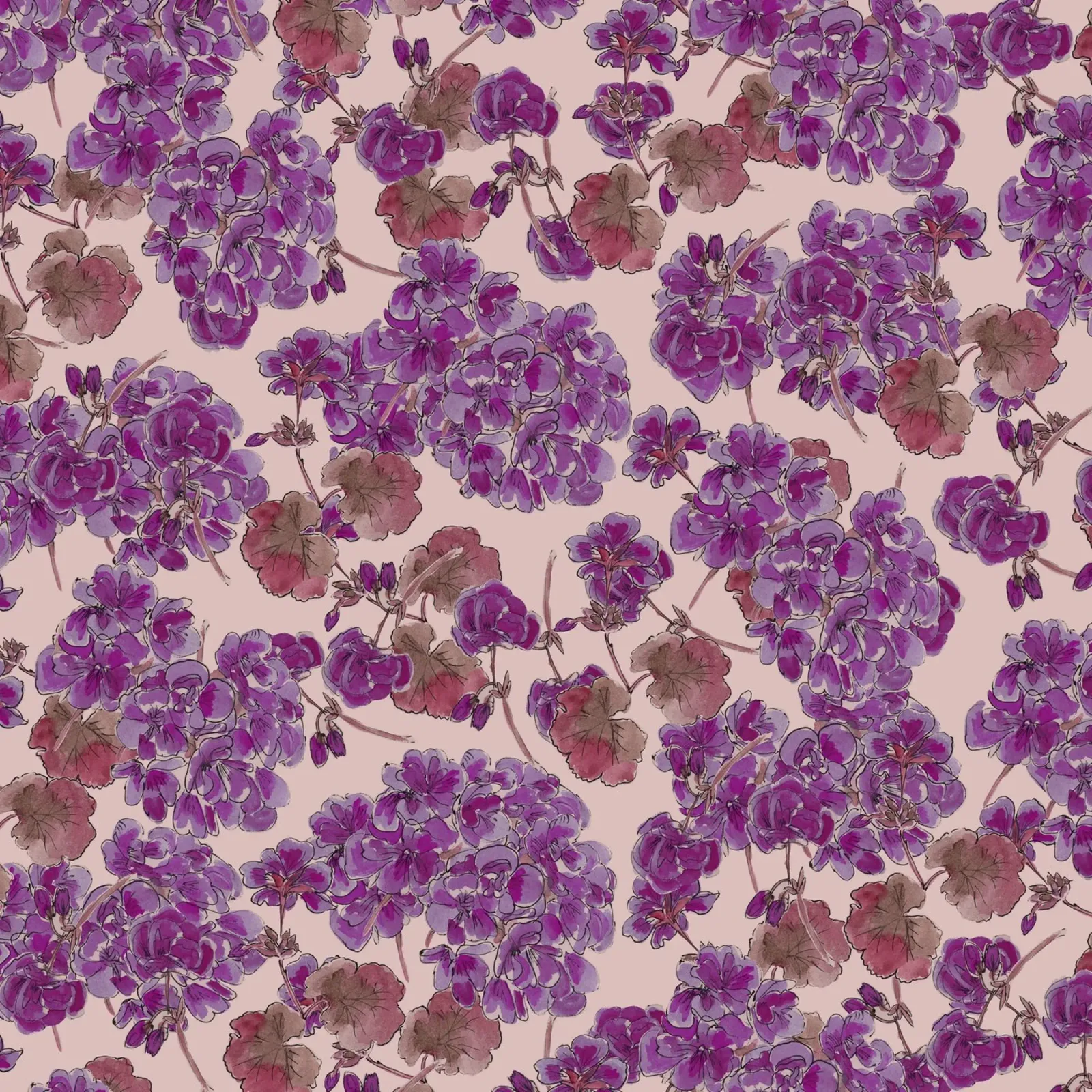 Purple romantic flowers pattern pellicola backlit da anisillustration