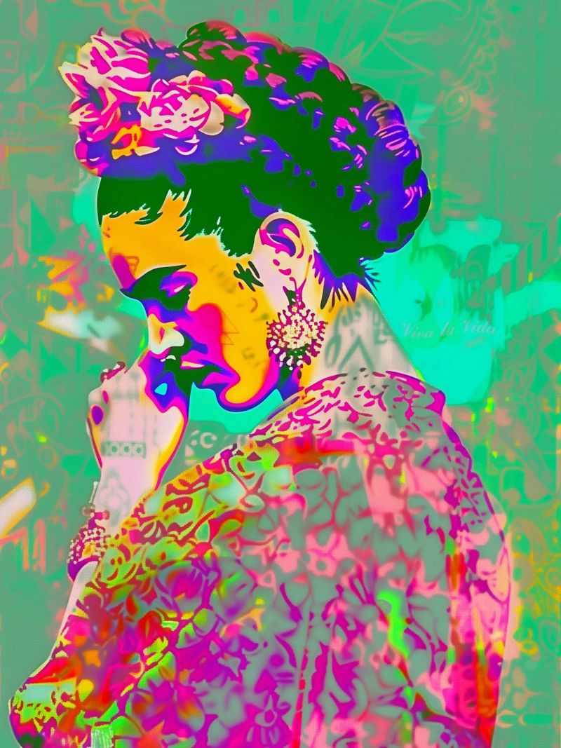 Neon Frida Art poster by Carinaprint