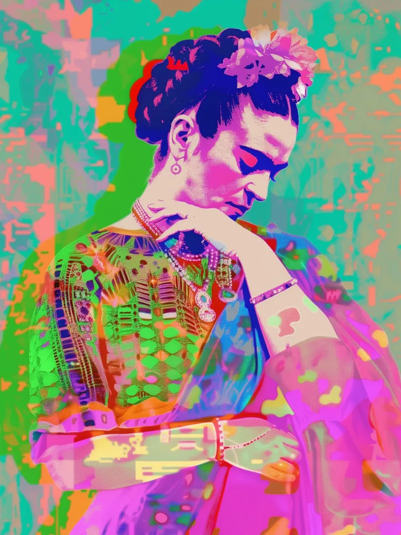 Neon pop Frida Kahlo pellicola backlit da Carinaprint