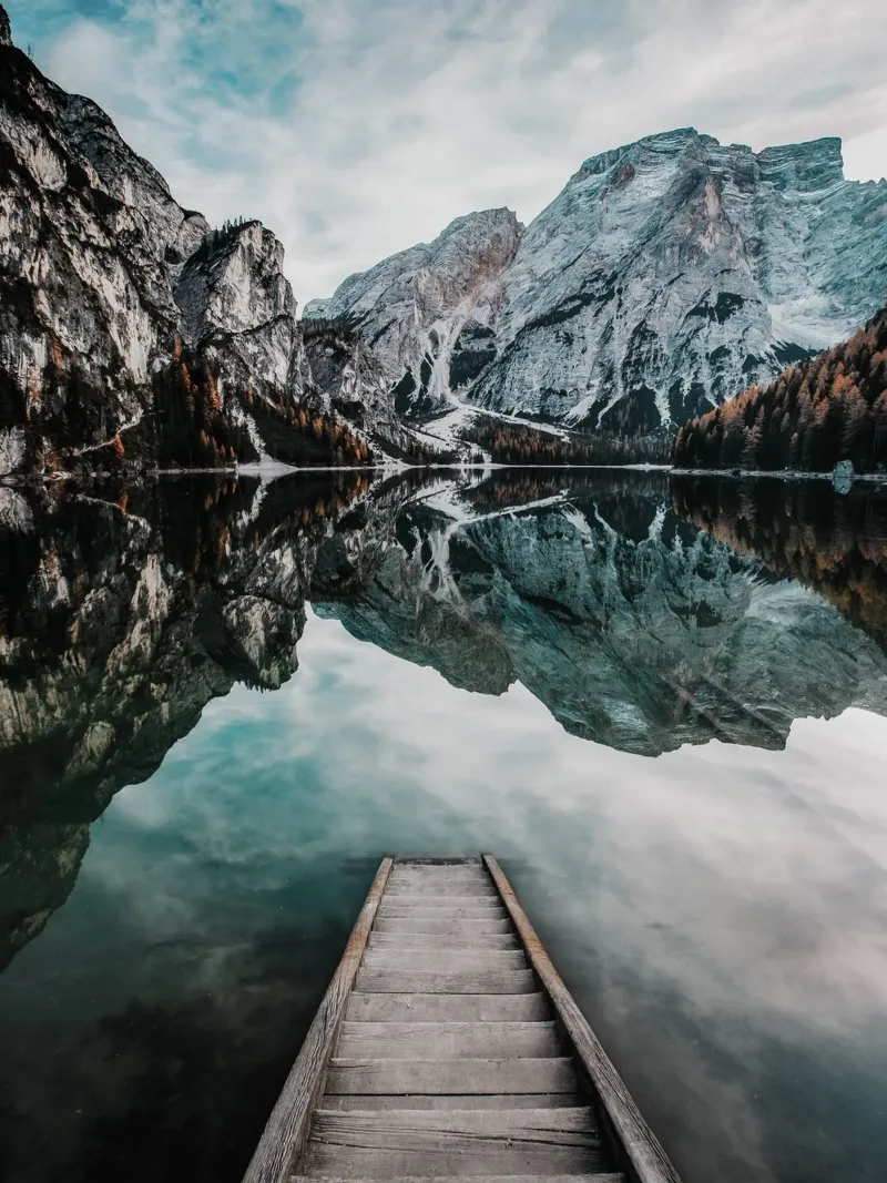 Reflecting mountain lake - natural idyll in the mountains canvas by Whole©