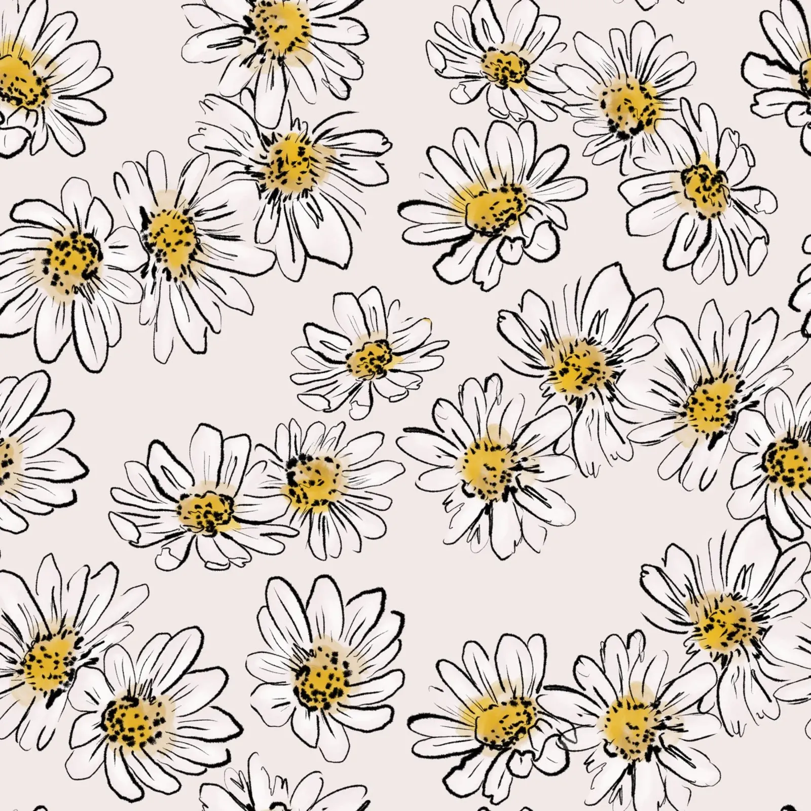 Daisies Flowers Pink pattern canvas met Baklijst van anisillustration