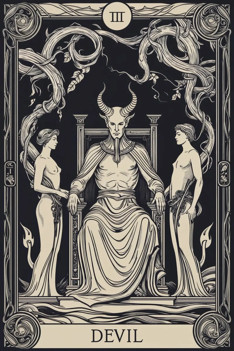 The Devil: Throne of Darkness and Desire canvas with Floater frame by Mystique & Muse