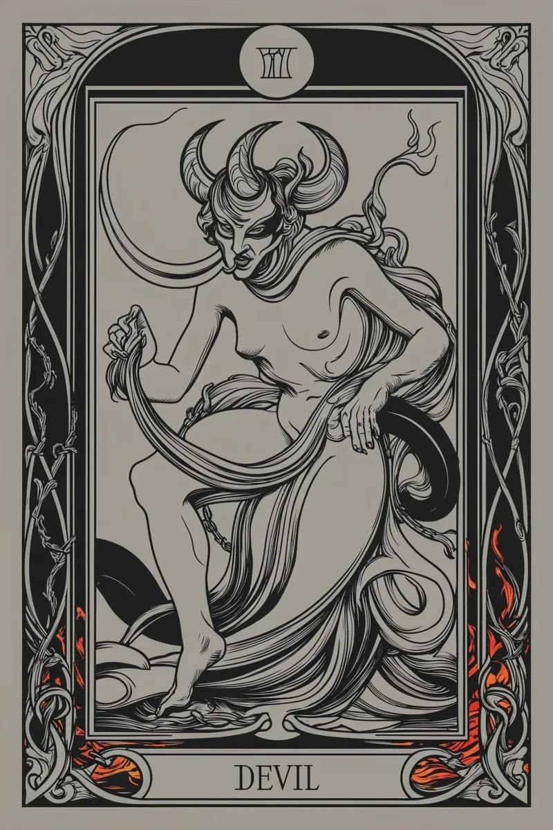 The Devil: Seduction in the Shadows canvas by Mystique & Muse