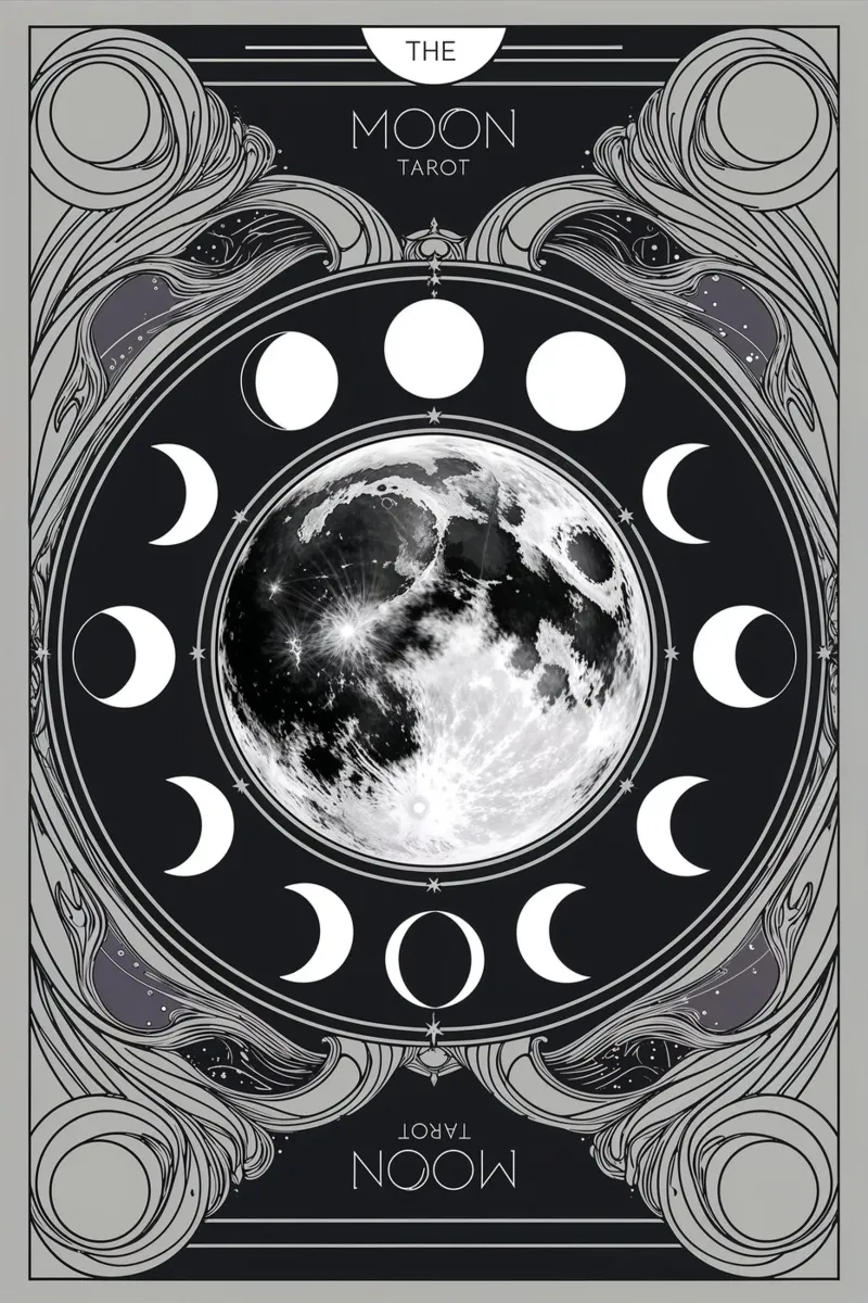 The Moon – Phases of the Moon in Tarot Symbolism canvas with Floater frame by Mystique & Muse