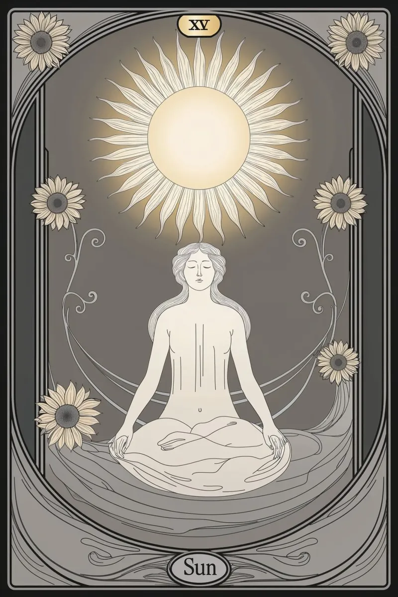 Le Tarot du Soleil - Lumière, joie et clarté spirituelle poster avec cadre en aluminium de Mystique & Muse