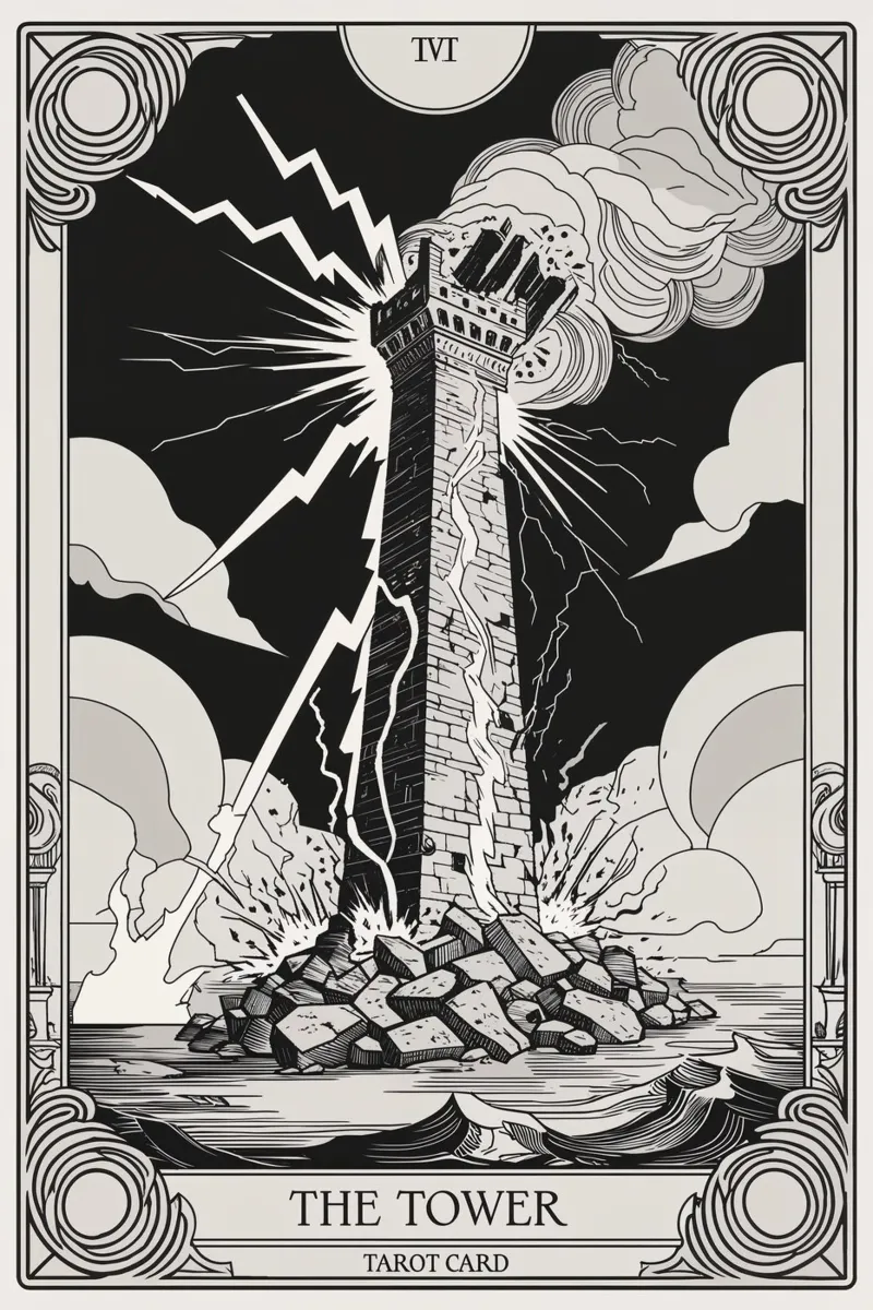 De Toren - Plotselinge omwenteling en transformatie canvas met Baklijst van Mystique & Muse