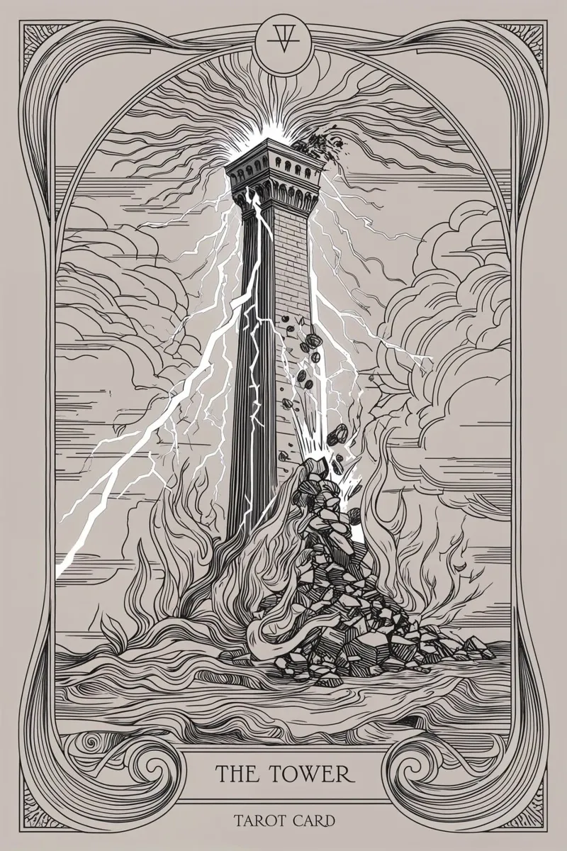 Der Turm - Zusammenbruch falscher Fundamente Alu-Dibond von Mystique & Muse
