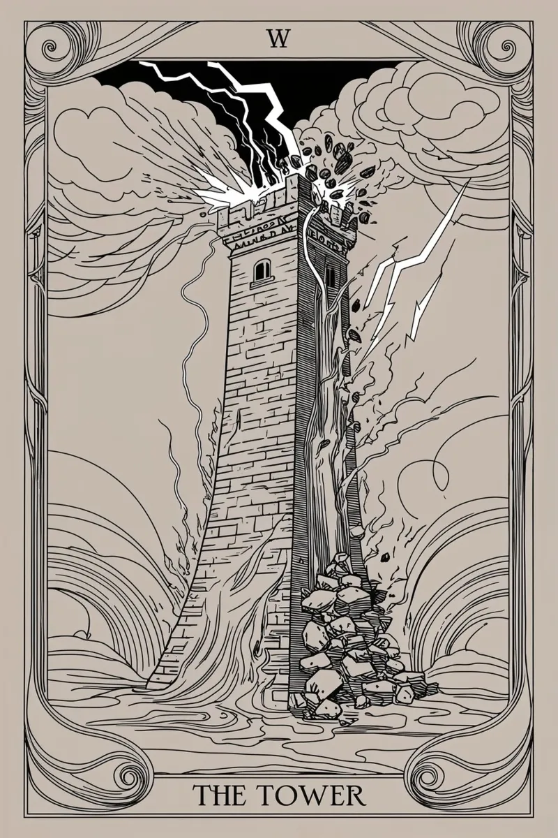 De Toren - Plotselinge chaos en verandering canvas met Baklijst van Mystique & Muse
