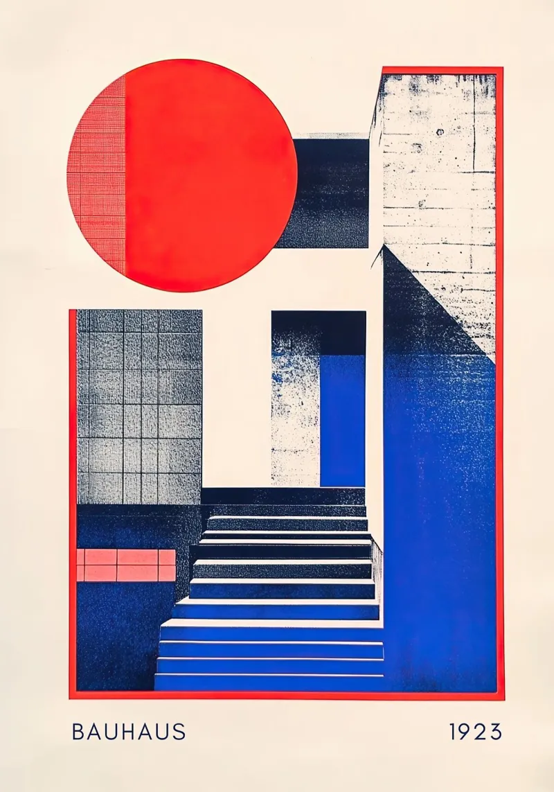 Bauhaus Architektur I poster con telaio in alluminio da Nikis Art Studio