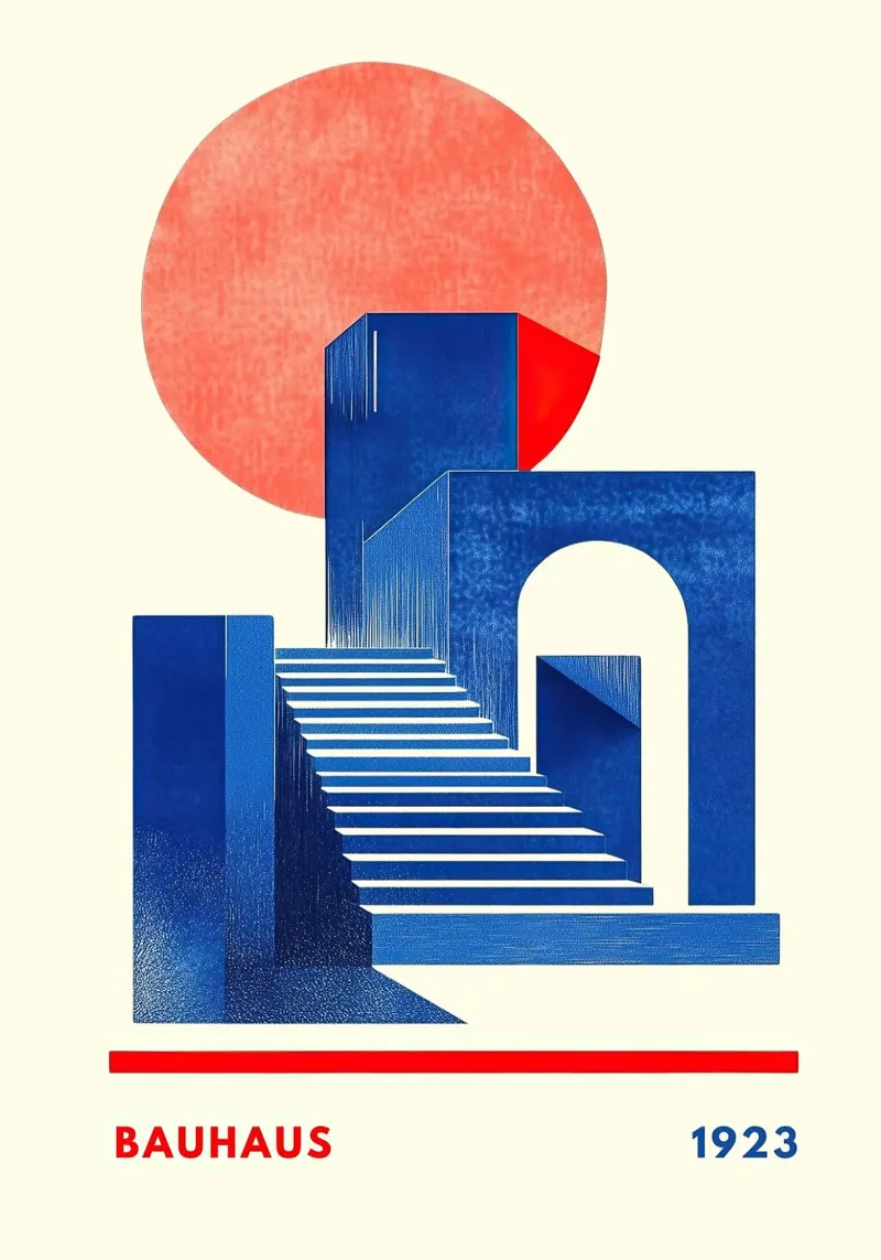 Bauhaus Architektur VI poster con telaio in alluminio da Nikis Art Studio