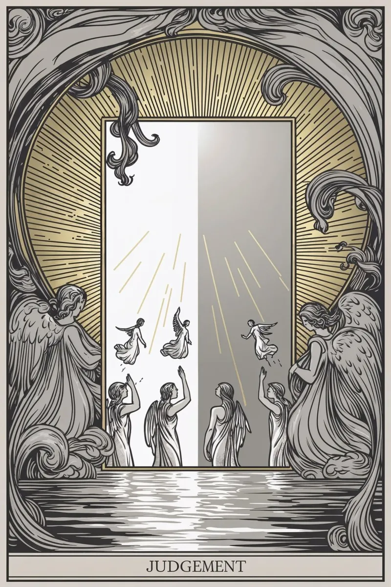 Giudizio - Abbracciare il cambiamento e la rinascita spirituale poster con telaio in alluminio da Mystique & Muse
