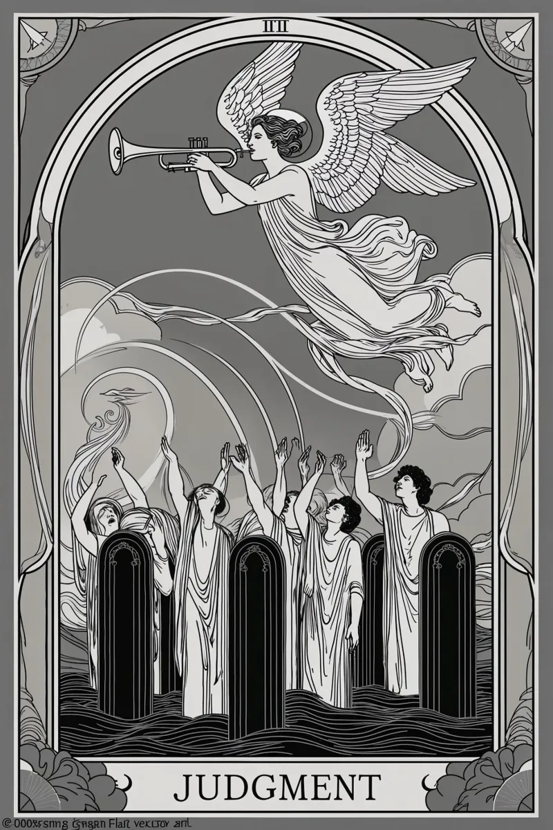 Giudizio - Tempo di riflessione e di ascensione poster con telaio in plastica da Mystique & Muse