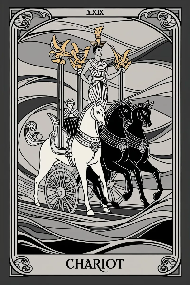 Il carro - Muoversi verso il trionfo con fiducia poster con telaio in plastica da Mystique & Muse