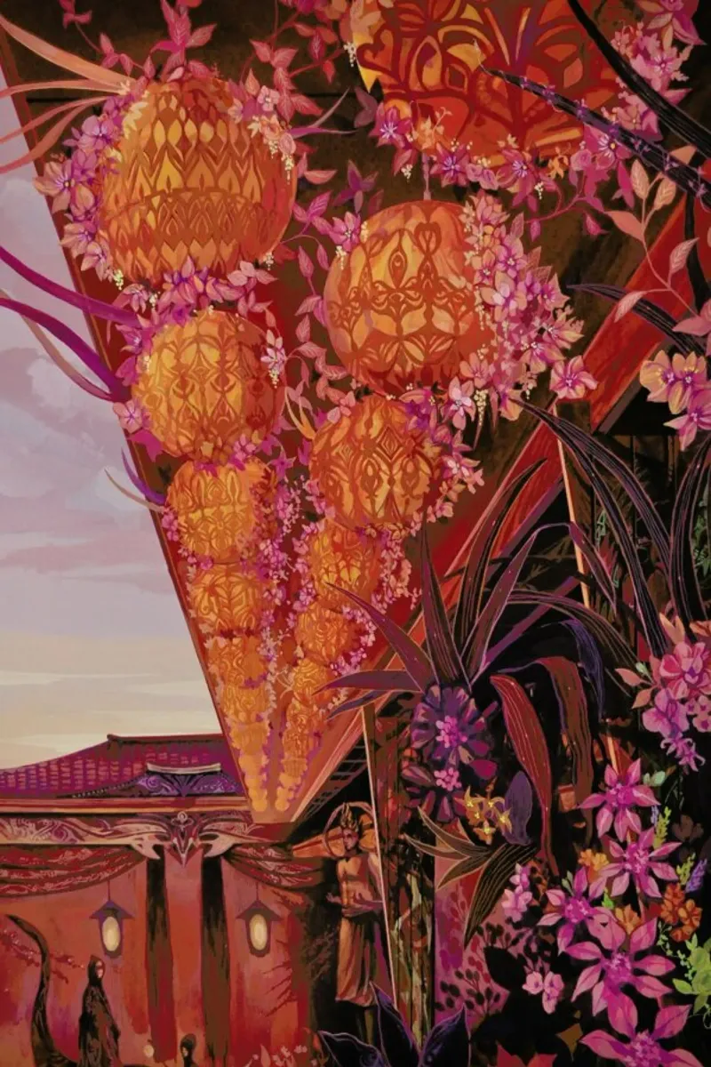 Flowers Temple poster con telaio in plastica da Naito Shinpei