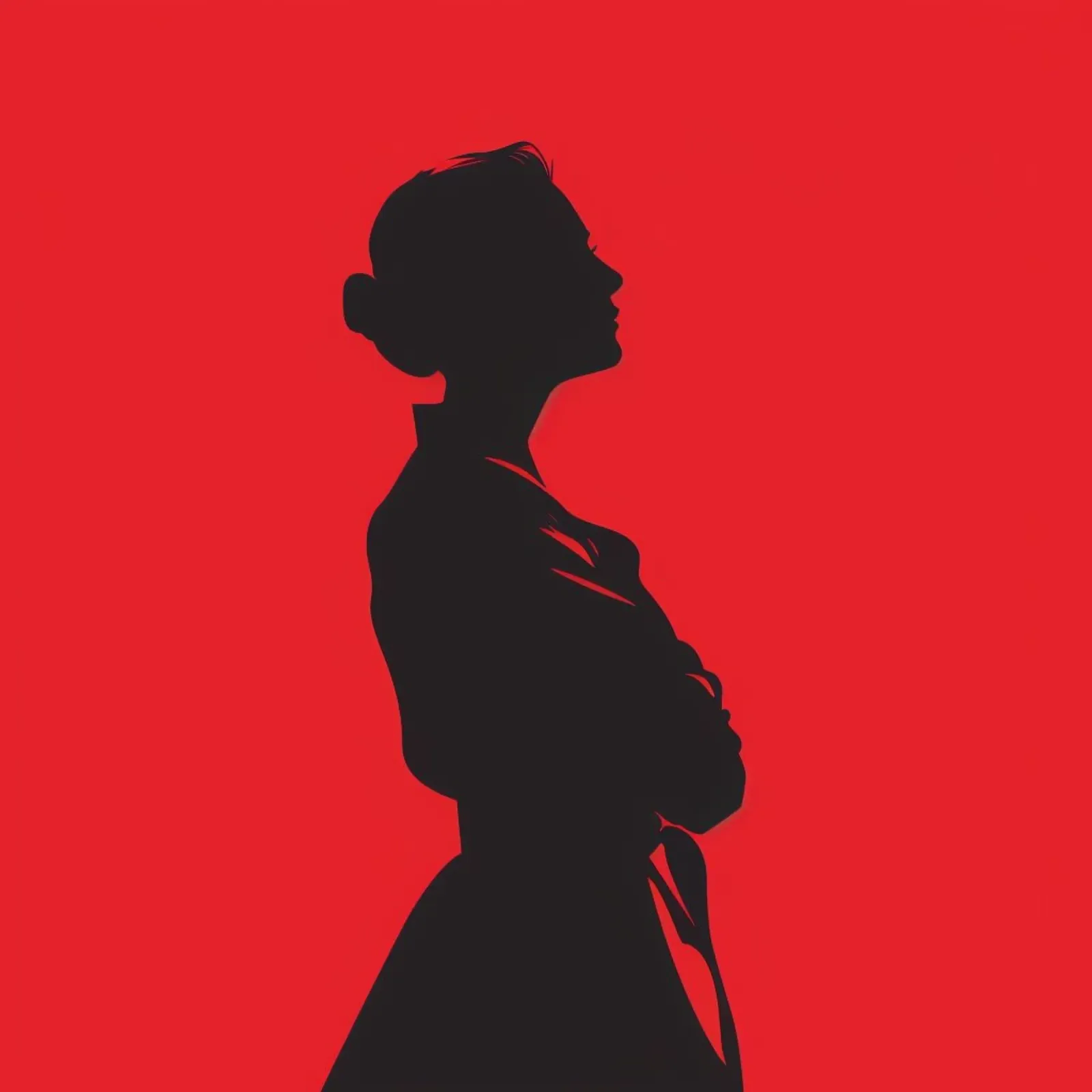 Female shadow on a red background canvas with Floater frame by pixel