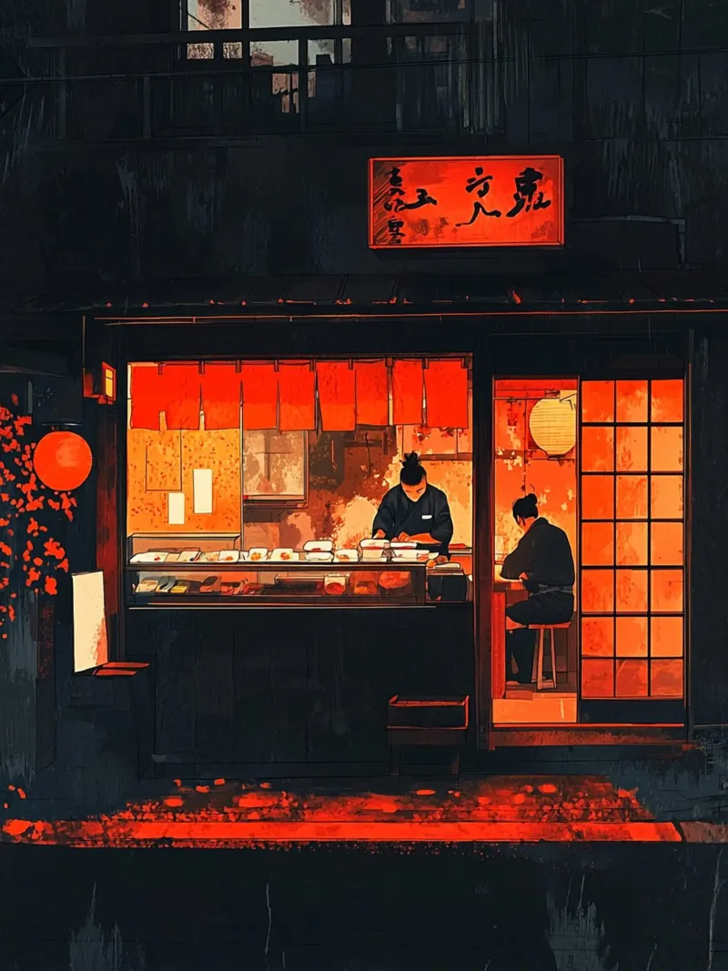 Night at the Sushi Bar alluminio dibond da Sugoi