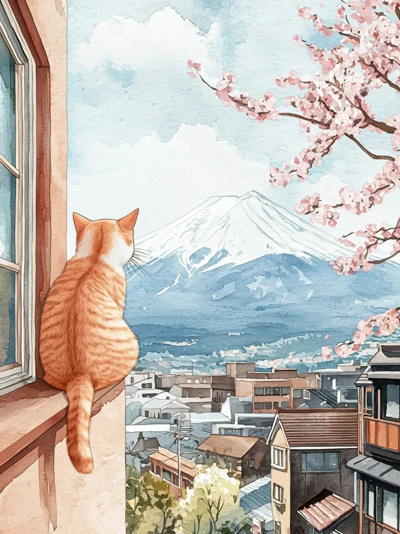 Cat's View of Fuji canvas by Sugoi