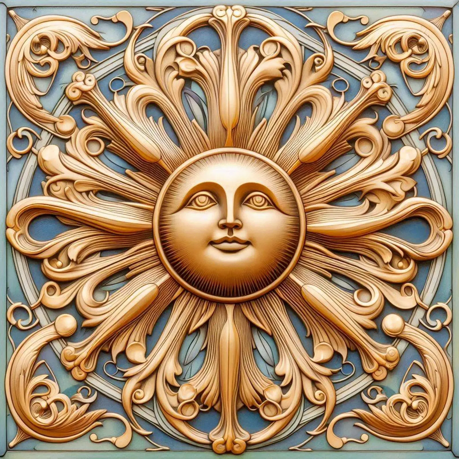 Hier komt de zon canvas met Baklijst van Art-Nouveau-Dsg