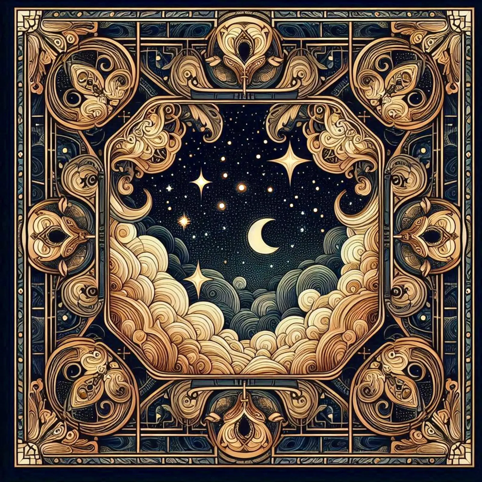 Night Sky tela con Cornice a cassetta da Art-Nouveau-Dsg